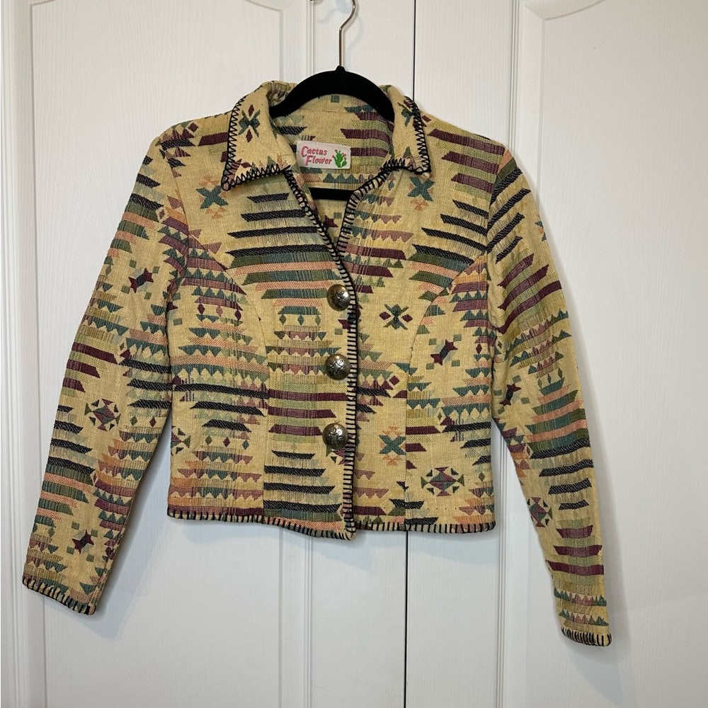Cactus Flower Southwestern Cropped Jacket
